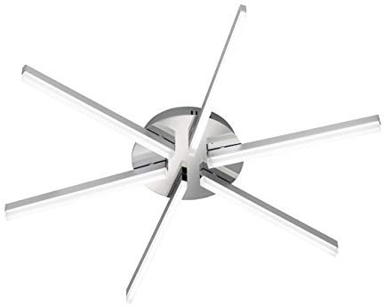 WOFI Deckenleuchte, 6-flammig Horton 6 x LED / 4 W, 79, 5 x 8 x 79, 5 x Durchmesser 79, 5 cm, 3000 k, 300 lm, Energieeffizenzklasse A, nickel matt/chrom 9786.06.54.0000