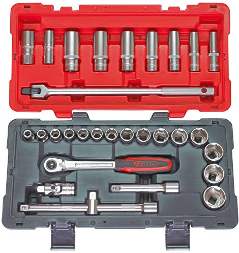 KS Tools 922.0630 - Coffret de douilles et accessoires en pouces 1/2'' - Gamme ULTIMATE® - Finition chromée satinée - 30 pièces