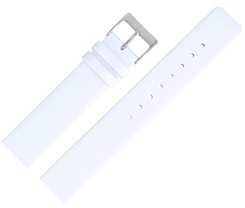 MARBURGER Uhrenarmband 22mm Leder Weiss Silber Glatt - Montage Set 7622220000120