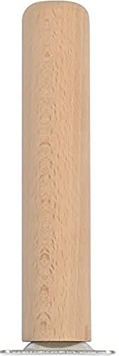 HOME IT® Tischbein Rund Ø41 mm – 20 cm Höhe – Buche Massivholz – Mit Gerader Befestigungsflansch – Tragkraft bis 200 kg – Natur Seifenbehandelt, Braun