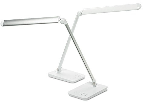 Safco Products 1001WH Vamp LED Modern ABS Desk Lamp with USB Port and Dimmer Switch, White