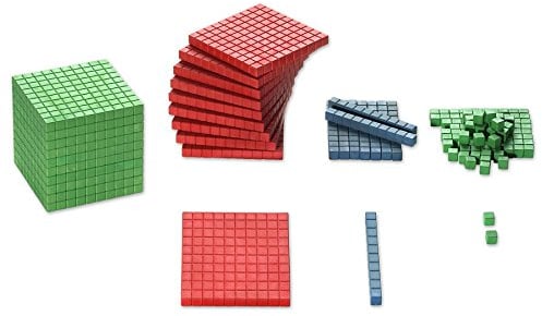Montessori Material, Mathematischer Würfel in Montessori-Farben zum Lernen der Stellenwerte