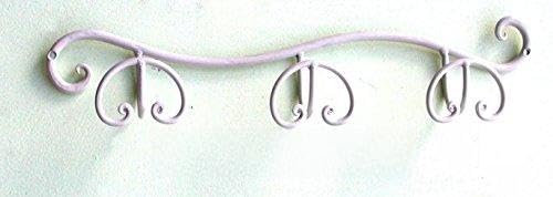 arterameferro Portemanteau mural en fer forgé à 3 places, classique, 63 cm, blanc