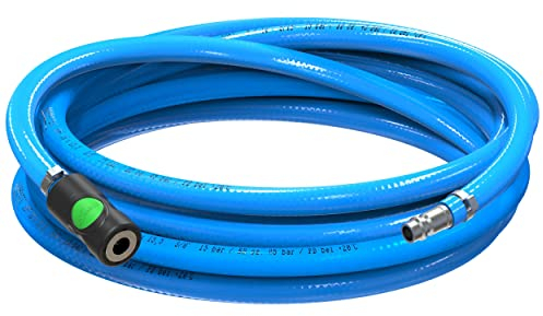 AUPROTEC Druckluftschlauch Set 10mm Ø Innen 5m PVC-Schlauch I Mit Prevost S1 Sicherheits Kupplung für Druckluft-Kompressor I AUPROTEC Kompressorschlauch hochflexibel