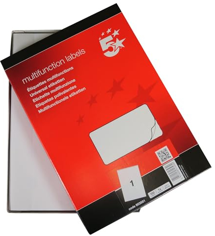 5 Star Universaletiketten A4 210 x 297 mm Weiß (100 Stück) - 1 Etikett pro Blatt - selbstklebend, Multipurpose, für Laser-, Inkjet- und Kopierdrucker geeignet