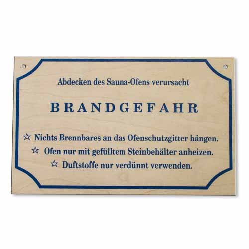 Bayrol Saunamax Warnschild Brandgefahr, Wandmontage, Funktional, Einheitsgröße, Innen und Außen
