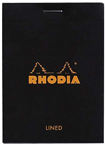 Rhodia 116009C Notizblock (DIN A7, 7,4 x 10,5 cm, geheftet, liniert, 80 Blatt) 1 Stück schwarz