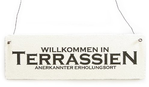 Interluxe Holzschild mit Spruch TERRASSIEN Dekoschild Türschild für Terrasse Willkommensschild