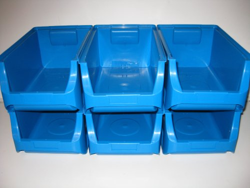 6 Stapelboxen, Lagerboxen, Sichtboxen, Allit Gr. 4 blau B.=173 x T.=265 x H.=125 mm ProfiPlus
