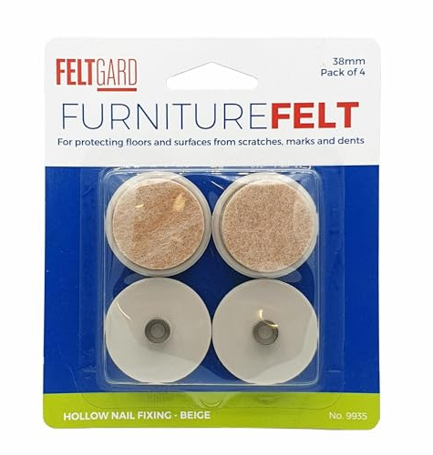 Shepherd Hardware 9935 Nail-in Felt Pads, Beige, 38mm, Set of 4 Pieces