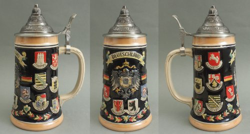 Buddel-Bini Bierkrug Deutschland mit Zinndeckel 0,5 Liter