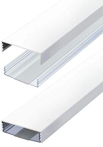 Flacher Design Aluminium Kabelkanal lackiert in Mattweiss RAL9003 selbstklebend 50 mm x 15 mm Alunovo Kabelschacht Leitungskanal Installationskanal (Länge: 20cm)