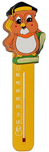 alles-meine.de GmbH Thermometer - Eule mit Buch - aus Holz - für Kinder - Kinderthermometer - Wandthermometer/Kinderzimmer - Wärme Kälte - Holzthermometer - Analog Baby & Kind ..