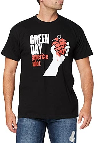 Green Day Men's American Idiot Short Sleeve T-Shirt, Black, Large