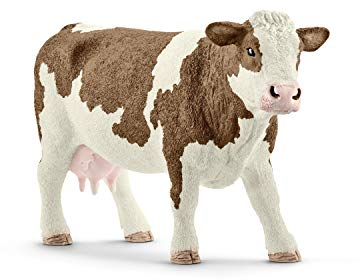 schleich FARM WORLD | Fleckvieh-Kuh 13801 | schleich Bauernhof Spielfigur | detailgetreue Tierfiguren | tolles Geschenk für Jungen und Mädchen | Bauernhof Spielzeug ab 3 Jahre | 13 x 4 x 8 cm