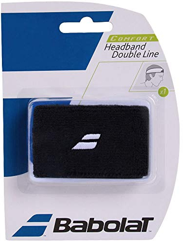 Babolat Herren Headband Double Line 1er Pack Schweißbänder, Schwarz, One Size