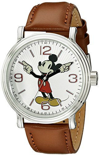 Disney Men Analog Quartz Watch with Faux Leather Strap W001852