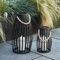 Lights4fun Elegantes 2er Set Canberra Duo Schwarze Metall Laternen inkl. TruGlow® Kerzen für Innen & Außen Laterne Doppelpack groß klein Balkon Deko Garten Laternen für draußen Lampen Set 29 und 45 cm