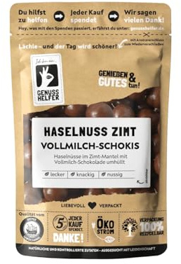 Bremer Gewürzhandel Haselnuss Zimt Vollmilch Schokis, Haselnüsse in Vollmilch-Schokolade mit einem Hauch Zimt, 200g