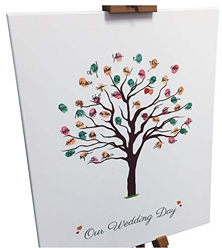 KATINGA Leinwand zur Hochzeit - HERBSTBAUM - als Gästebuch für Fingerabdrücke (40x50)