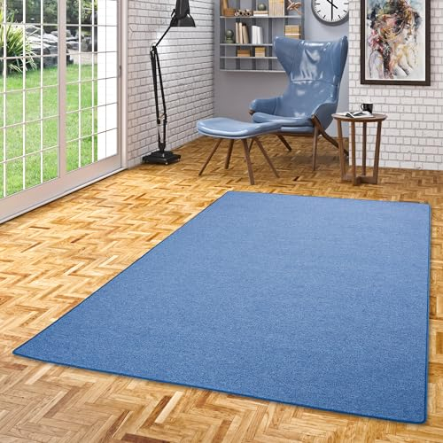 Snapstyle Feinschlingen Velour Teppich Strong Blau, Größe:80x200 cm