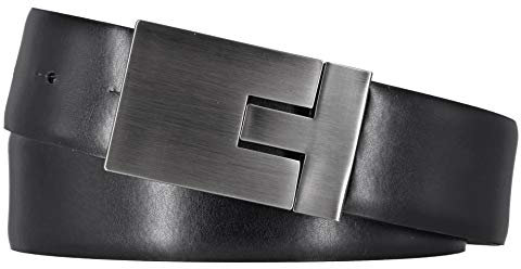 Bovino by Bernd Götz Herren Leder Gürtel 35 mm breit schwarz/dunkelbraun Wendegürtel Rindleder bombiert kürzbar (90 cm)