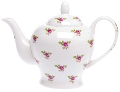 Crown Bone China 16 Fl OZ/ 2 Cup Teapot - DOT Rose Flowers Kirsty Jayne China- Hand Decorated in The Potteries, Staffordshire, England.