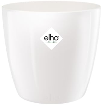 Elho Brussels Diamond Round 30 - Vaso per Interno - Ø 29.4 x H 27.0 cm - Bianco/White
