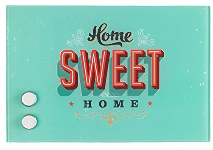 WENKO Schlüsselkasten Home - magnetisch, mit 17 Haken, Gehärtetes Glas, 30 x 20 x 5 cm