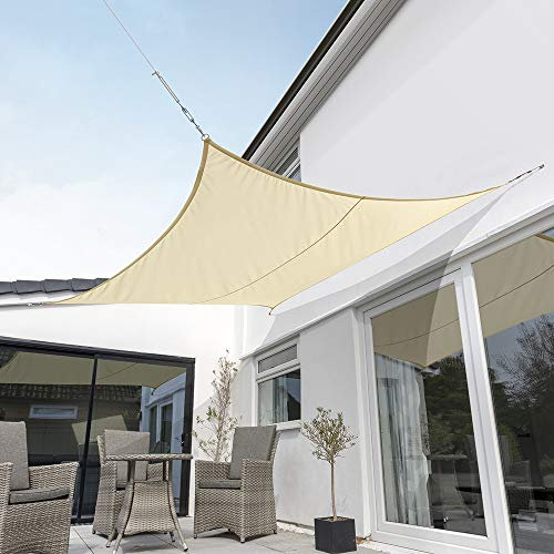 Kookaburra Waterproof Garden Sun Shade Sail Canopy in Sand 98% UV Block (3m Square)