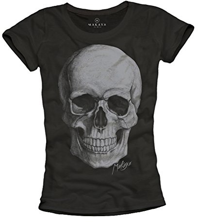 Damen Shirt mit Totenkopf Skull schwarz Größe S M L