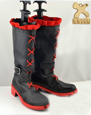 RWBY Red Trailer Ruby Rose Anime Cosplay Kostüm Accessoires Rubinschwarz Leder Stiefel Schuhe EUR 36