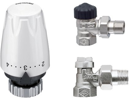 Heizkörper Seitenanschluss ECK, SET inkl. Thermostat, Heimeier, weiß