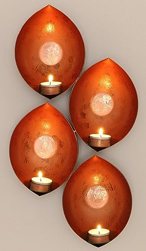 GURU SHOP Wandkerzenhalter, Wandteelicht - Kupfer, 48x20x7 cm