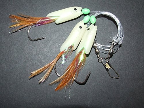 FFT SUPER CATCH SQUID HOKKI FEATHER RIG LURE 3/0 3/0 6/0 7/0 HOOK 70LB LINE SWIVEL CLIP NORWAY WRECK BOAT FISHING (JUMBO LUMO HOKKI 3 X 7/0)
