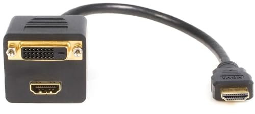 StarTech.com 1ft HDMI Splitter Cable, HDMI Male to DVI-D Female Adapter, Full HD 1920x1200p 60Hz, 28AWG, Gold Plated Connectors, HDMI Male to DVI Female Splitter, HDMI Splitter 1 In 2 Out (HDMISPL1DH)