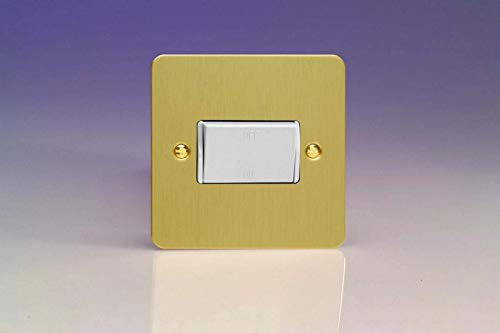 XFBFIW Varilight Ultra Flat Plate Brushed Brass Fan Isolator Switch White Insert