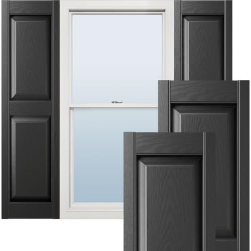 Ekena Millwork LP2S12X05100BL Volet Roulant Standard en Vinyle (par Paire), Noir, 30,5 cm de Large et 129,5 cm de Haut