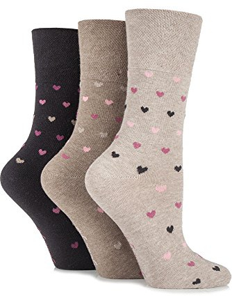 Gentle Grip Ladies 3 Pair Black Dots Socks