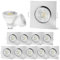 linovum 10er Set LED Einbauspots GU10 schwenkbar - Deckenspot eckig Spot Edelstahl Optik inkl. LED GU10 6W neutralweiß 230V
