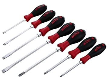 Wiha 53097 Screwdriver Set, Slotted and Phillips, Extra Heavy Duty, 7 Piece