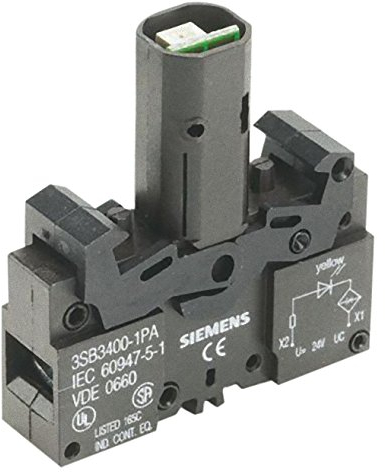 Siemens Lampenfassung mit LED 110 V AC Grün Schraube