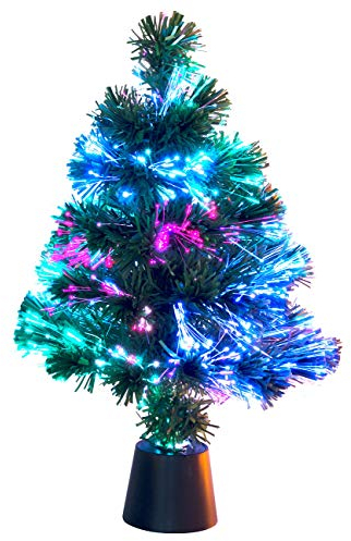 Lunartec Fiberglas Weihnachtsbaum: Deko-Tannenbaum, dreifarbige LED-Beleuchtung, Batteriebetrieb, 45 cm (Glasfaser Tannenbaum, Glasfaser Christbaum, Weihnachtsbaumbeleuchtung kabellos)
