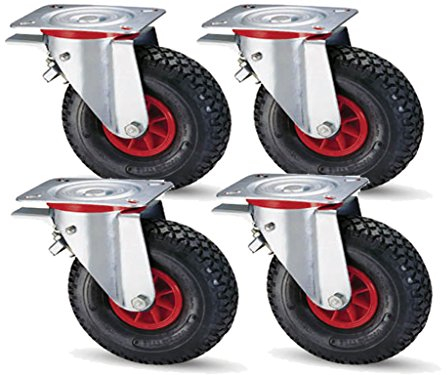 Räder Wendt 1 Satz Luftrollen ø 260 mm (122856780708) Transportrollen 4x Lenkrolle mit Feststeller