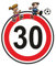Hinweisaufkleber | Warnhinweis Zone 30 / Tempo 30 - HWS03 | 3 Stück aus hochwertiger PVC Folie | Maße: 300 x 350 mm | Ideal für Spielstraße, Wohngebiet, Spielplatz, Verkehrsberuhigte Zone geeignet | STIKKIPIX