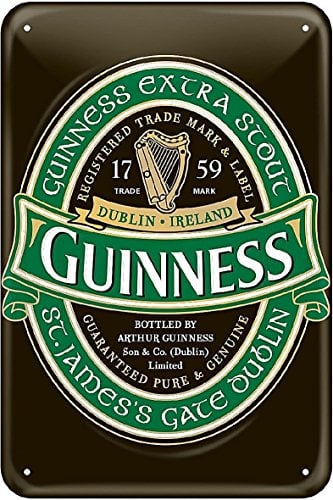 Guinness Metal Sign with Iconic Ireland Label (20Cm X 30Cm)