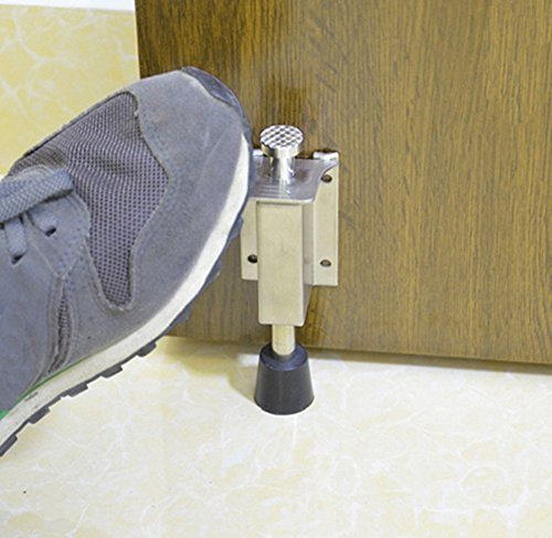 Stainless Steel Door Stopper Spring Loaded Telescopic Step On Door Holder Stop & Release by Foot