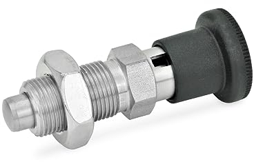 Ganter elementi standard | Vite di bloccaggio in acciaio inossidabile - GN 817 | Con blocco | Acciaio inossidabile | Perno di chiusura chimicamente nichelato | 1 pezzo, Nero, GN 817-10-12-CK-NI