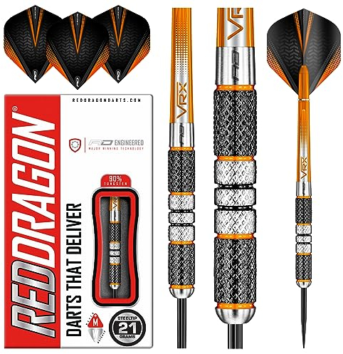 RED DRAGON Darts – Amberjack 2 Serie 21g Stahlspitze Dart-Set mit Dart Flüge und Dart Schäften
