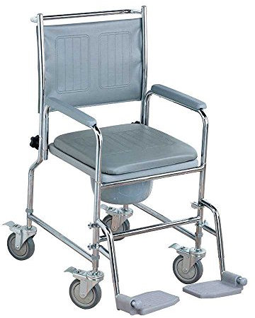 NRS Healthcare Nachtstuhl mit Rollen, gepolsterter Sitz / Rückenlehne, höhenverstellbar